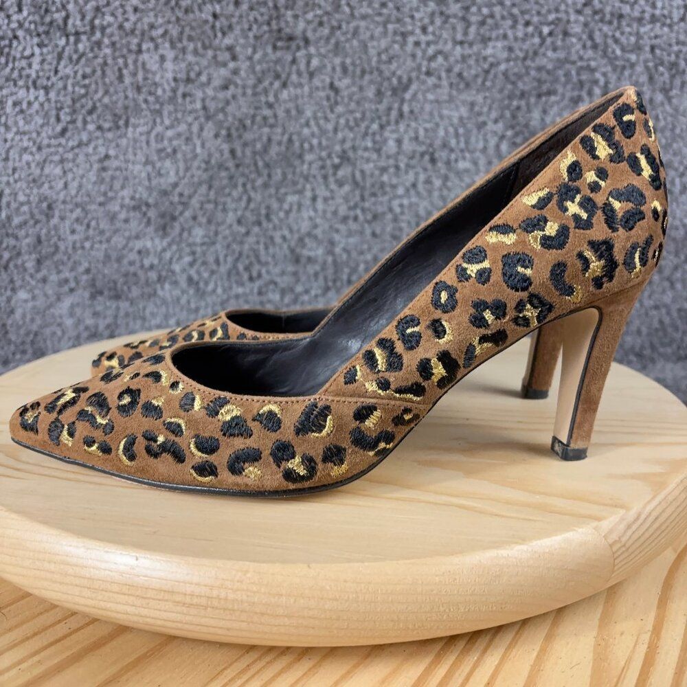 Bocage Heels Womens 6.5 Suede Leopard Print Pointed Stiletto Heel Made in France